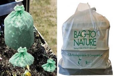 How do biodegradable plastic bags degrade in environment?